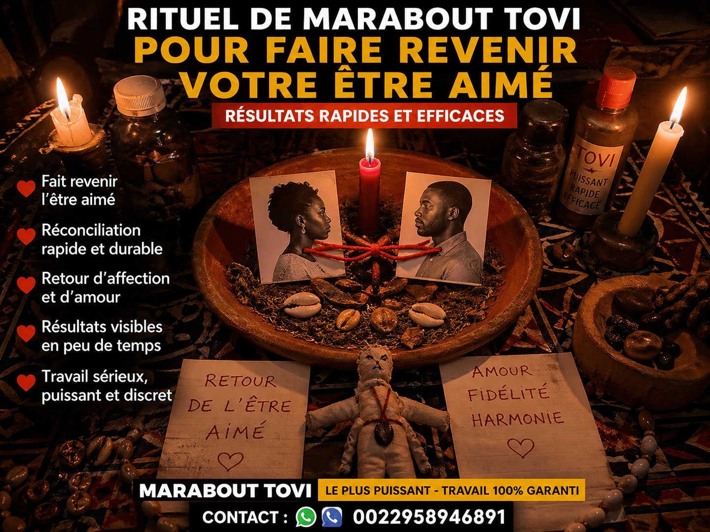 NUMÉRO DE TÉLÉPHONE DU PLUS PUISSANT MARABOUT AFRICAIN DU MONDE - MARABOUT RETOUR AFFECTIF - Image 1